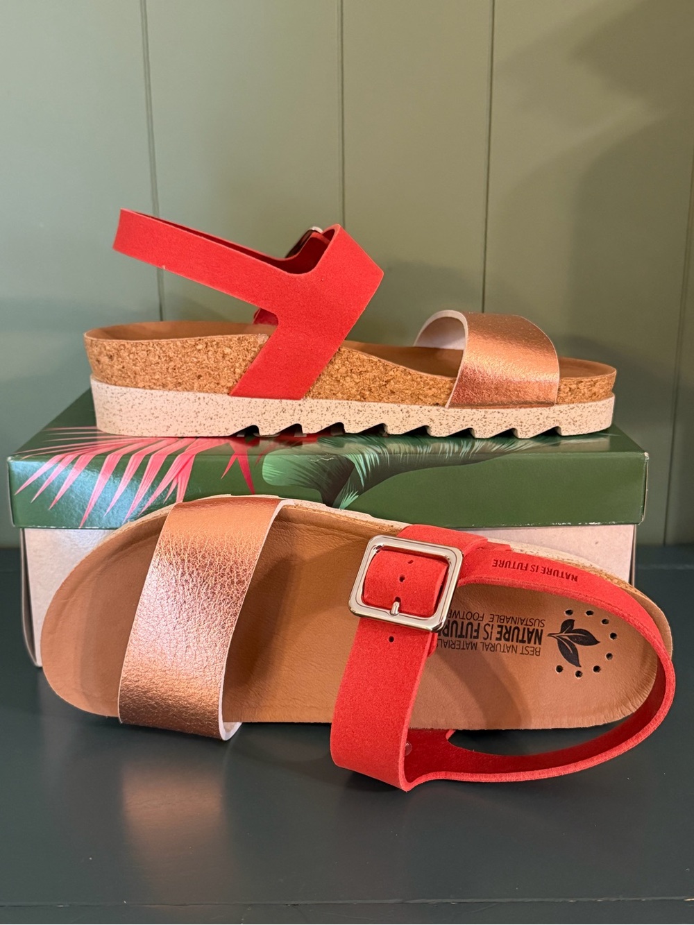 New In Box Mephisto Maggy Old Pink Cork Platform Sandals